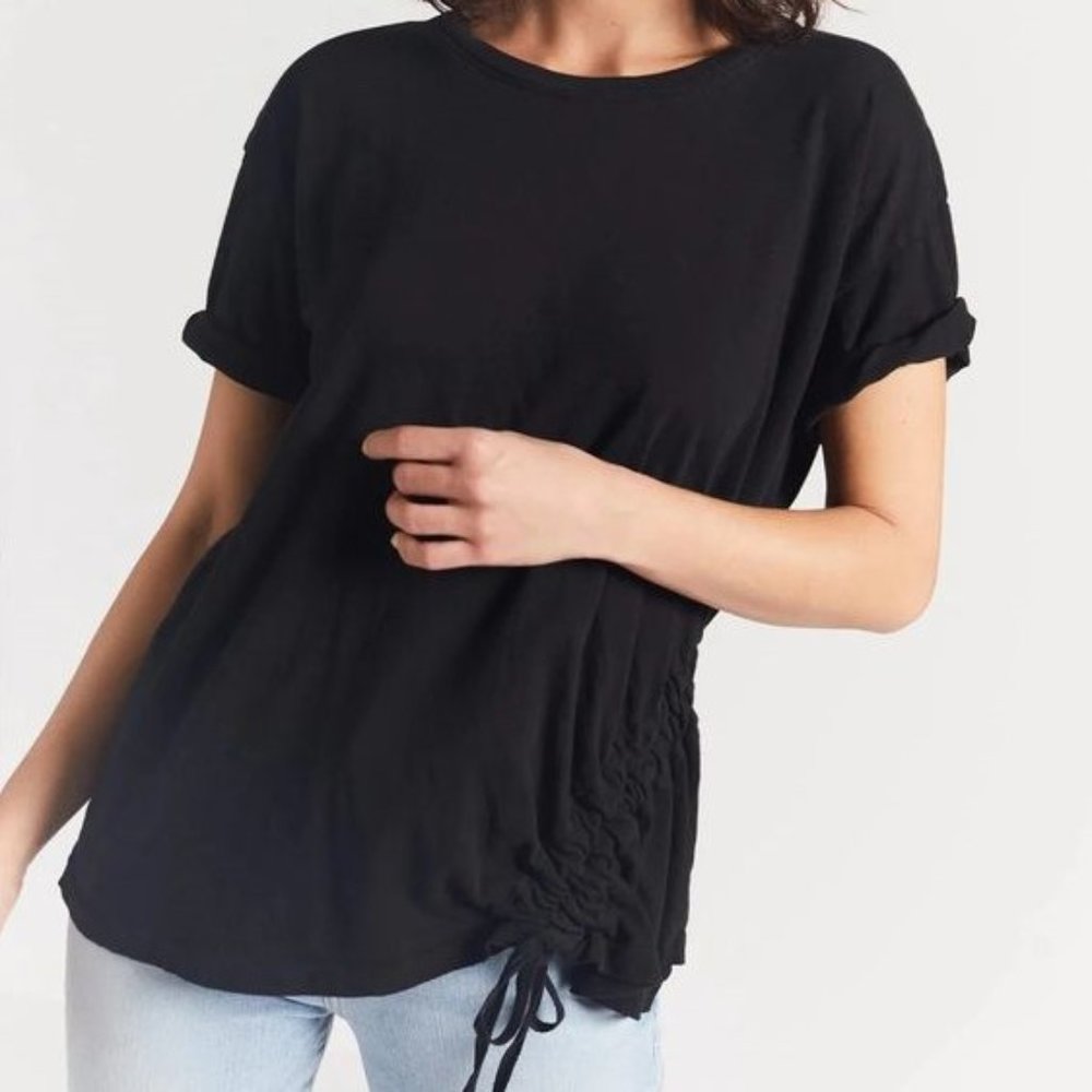 New Current/Elliott The Knit Casson Top in Caviar
